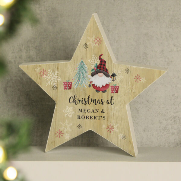 Personalised Gonk Christmas Wooden Star Ornament - Image 5