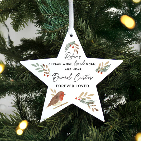 Personalised Robin Memorial Star Ornament - Image 2