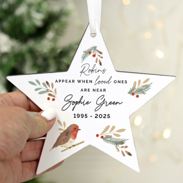Personalised Robin Memorial Star Ornament - Image 3