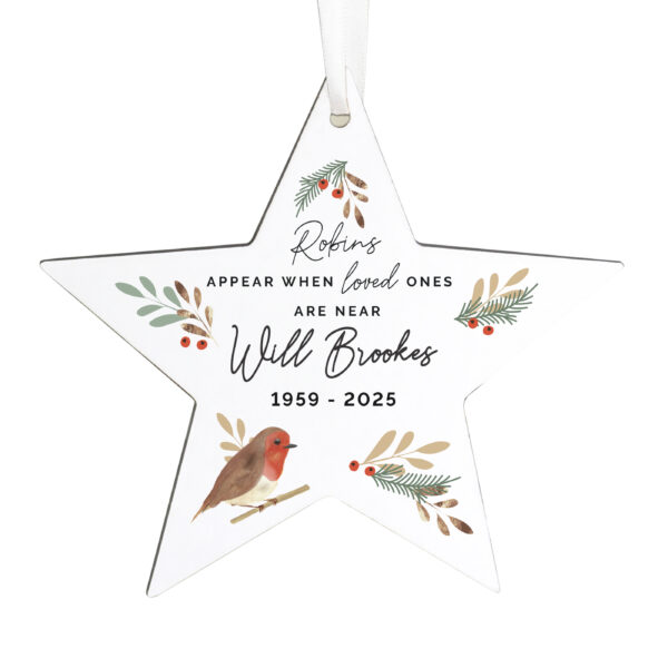 Personalised Robin Memorial Star Ornament - Image 5