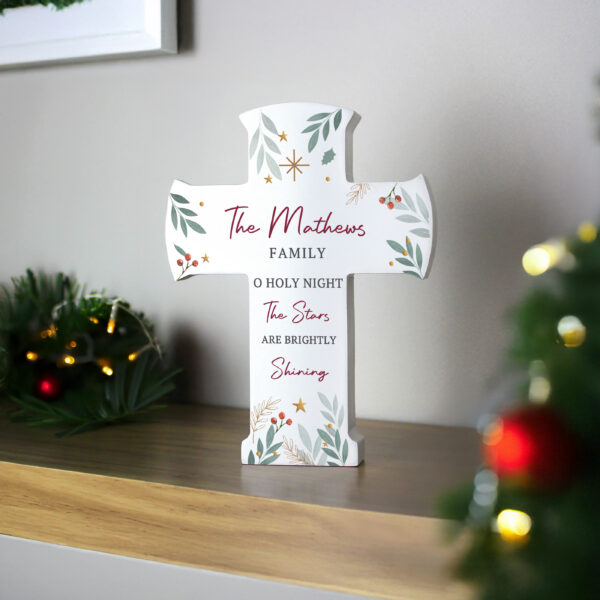Personalised Christmas Wooden Cross Ornament - Image 7