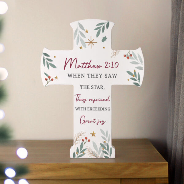 Personalised Christmas Wooden Cross Ornament - Image 3