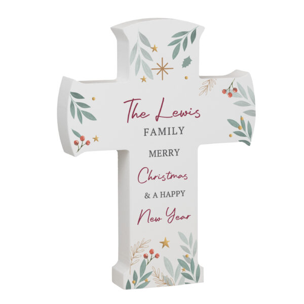 Personalised Christmas Wooden Cross Ornament - Image 6