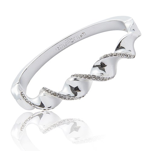 Twisted Bliss Sparkle Twist Silver Plated Bangle by Equilibrium - Image 2