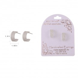 Silver hoop earrings with a wide, elegant design and EQ branding