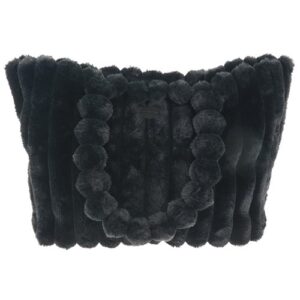 Black faux fur striped tote bag by Equilibrium with soft textured handle