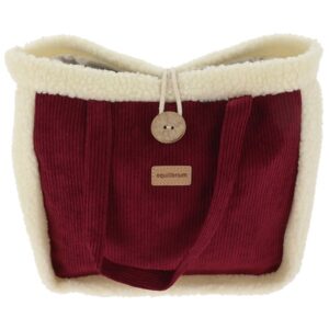 Equilibrium Corduroy & Faux Sheepskin Tote Bag – Wine