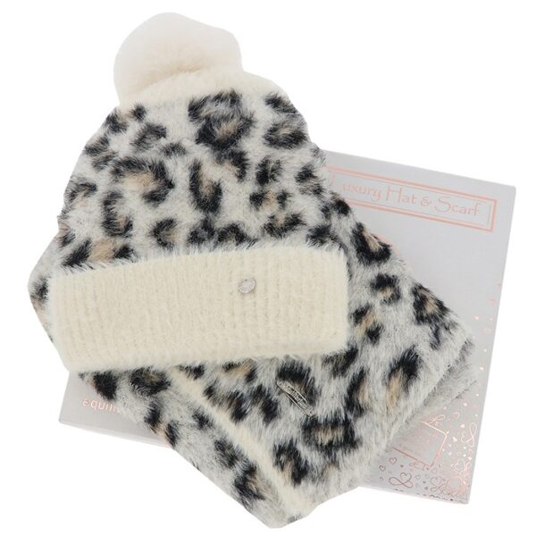 Leopard Print Boxed Hat & Scarf Set - Image 2