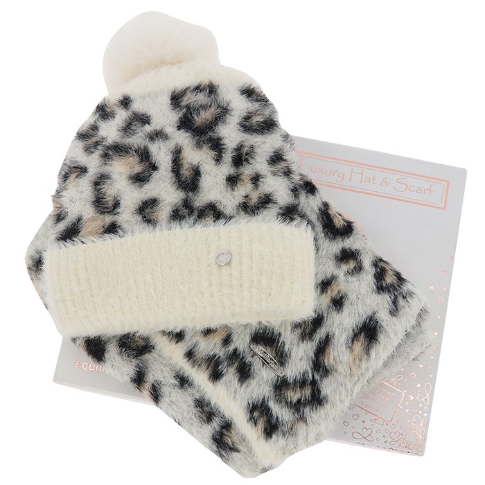 Leopard Print Boxed Hat & Scarf Set - Image 2