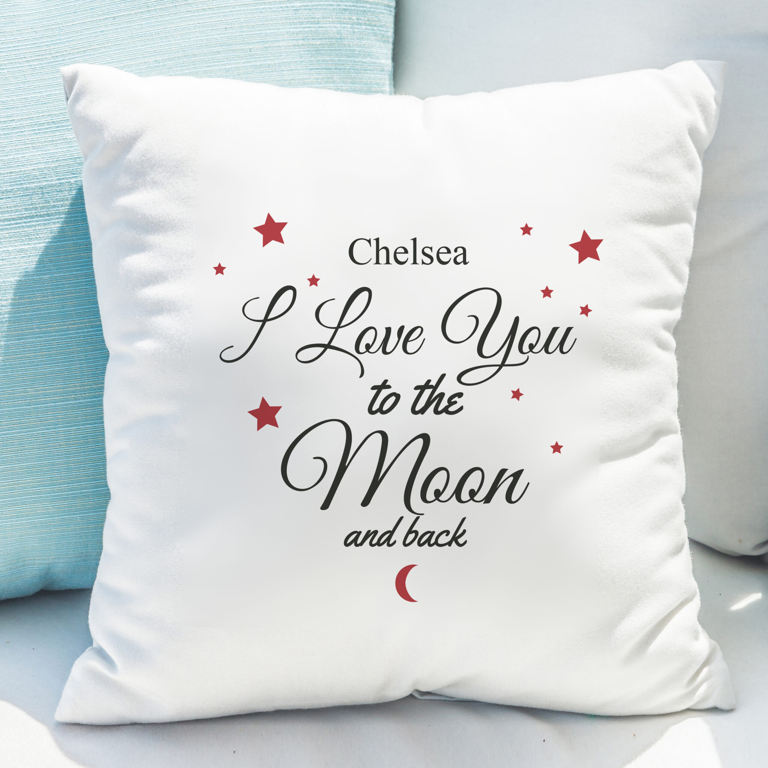 Personalised To The Moon & Back White Cushion - Image 5
