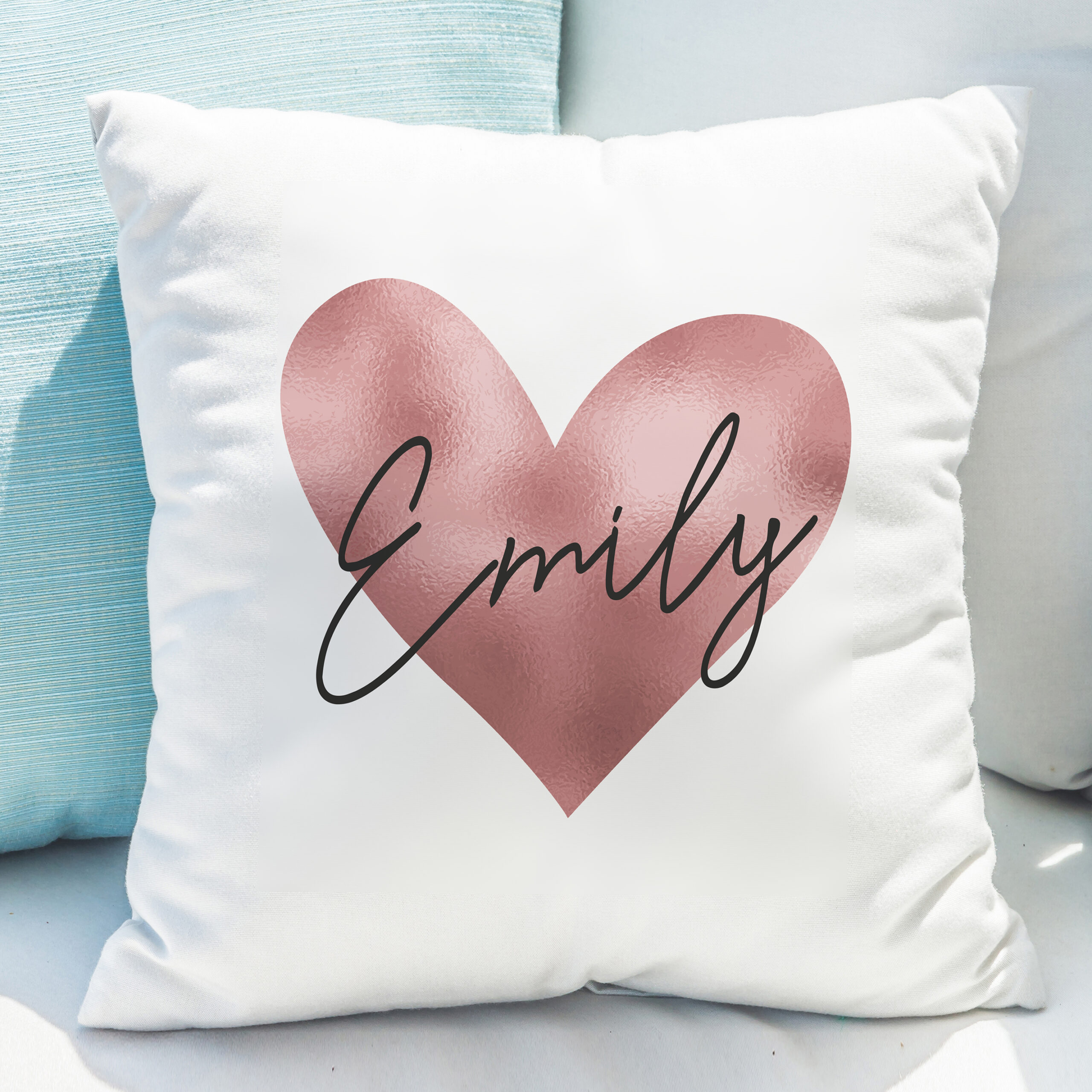Personalised Name Only Rose Gold Heart Cushion - Image 4