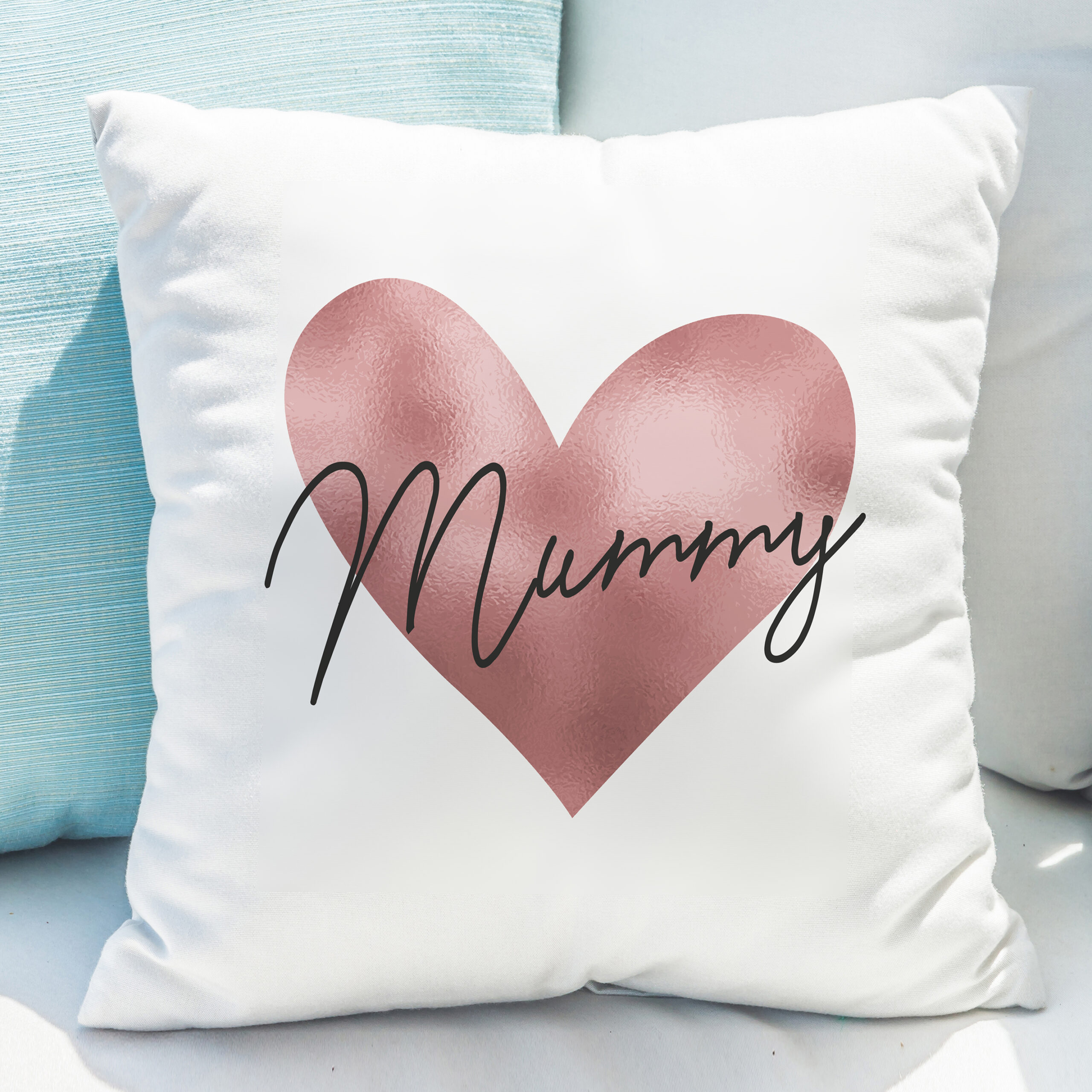 Personalised Name Only Rose Gold Heart Cushion - Image 6