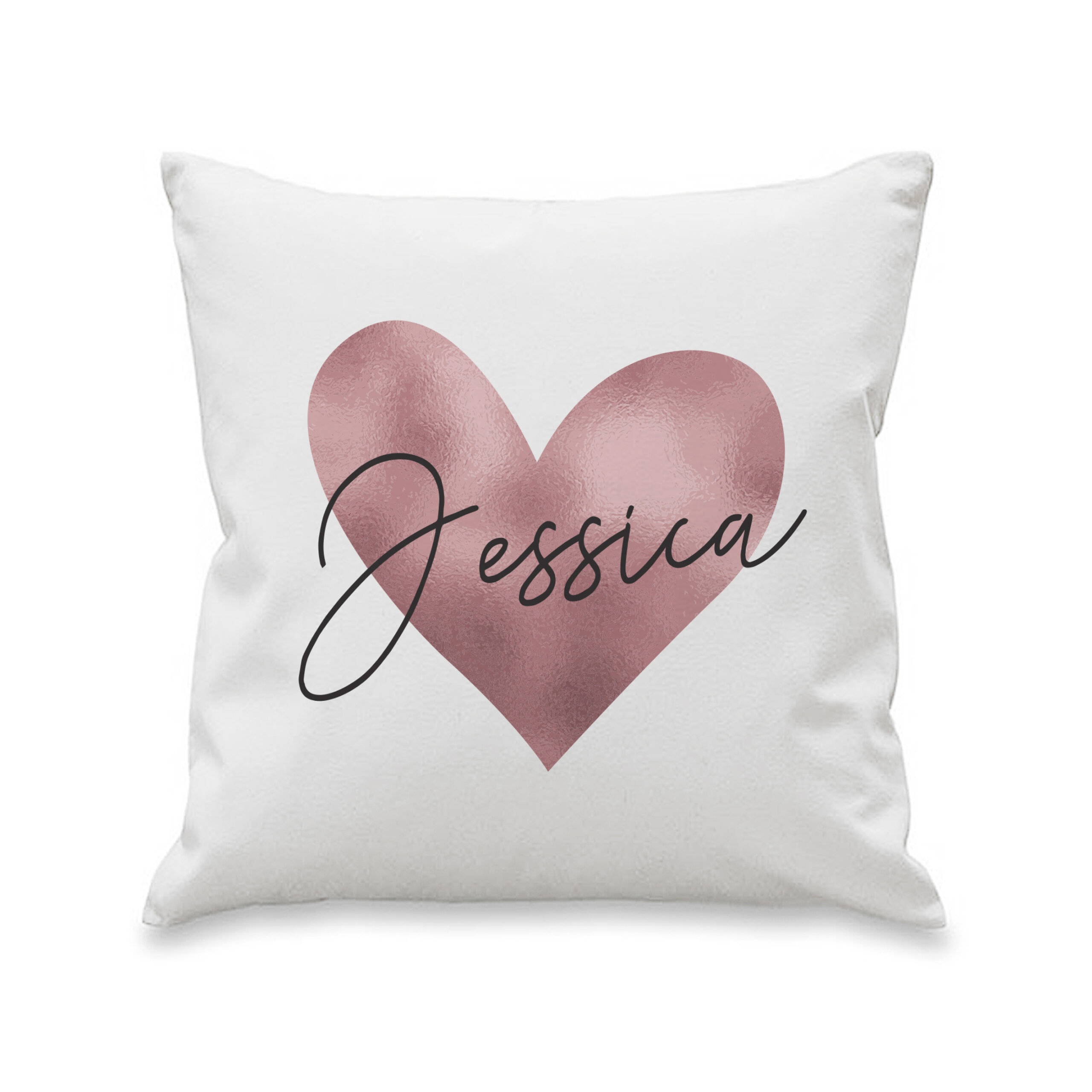Personalised Name Only Rose Gold Heart Cushion - Image 3