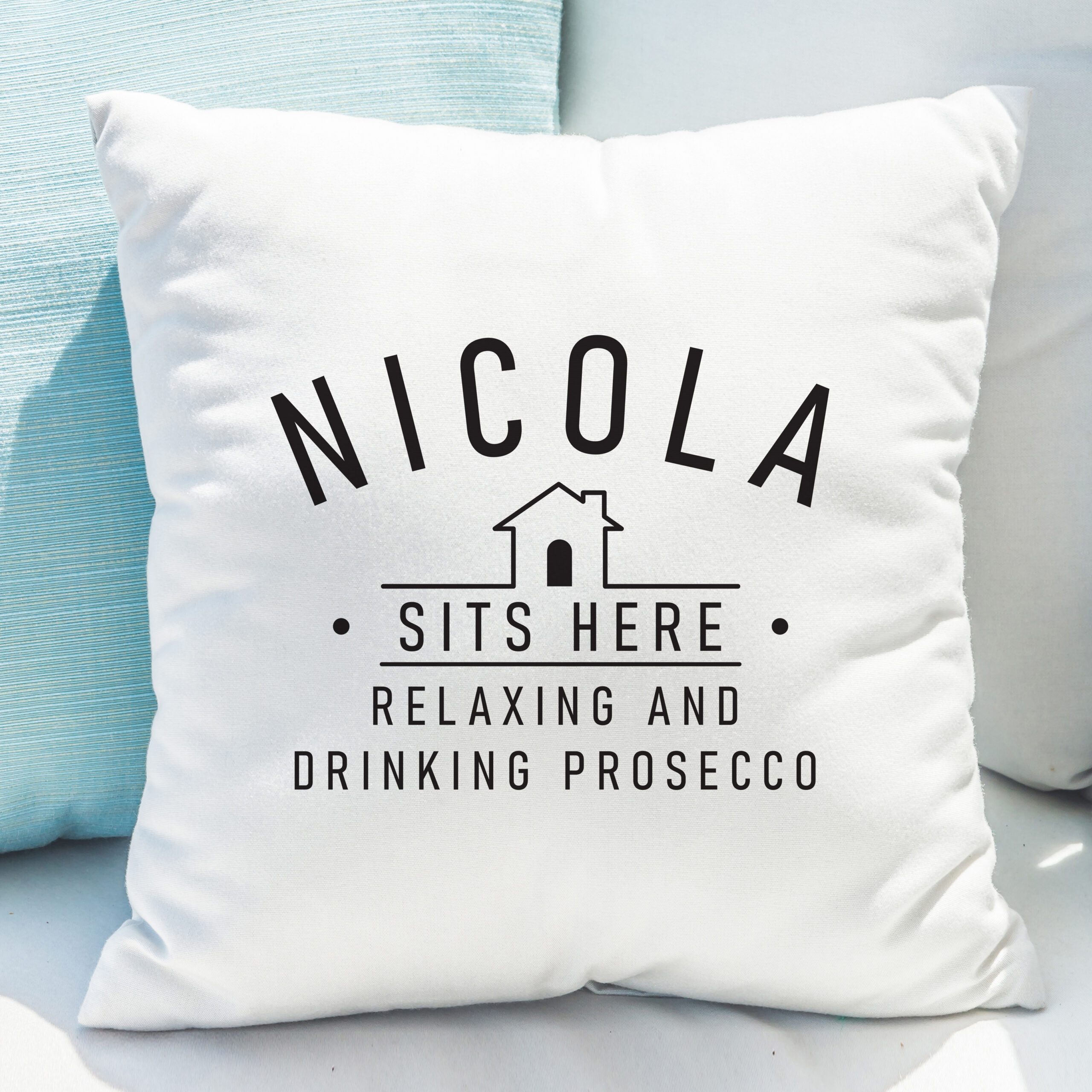 Personalised ...Sits Here Cushion - Image 4