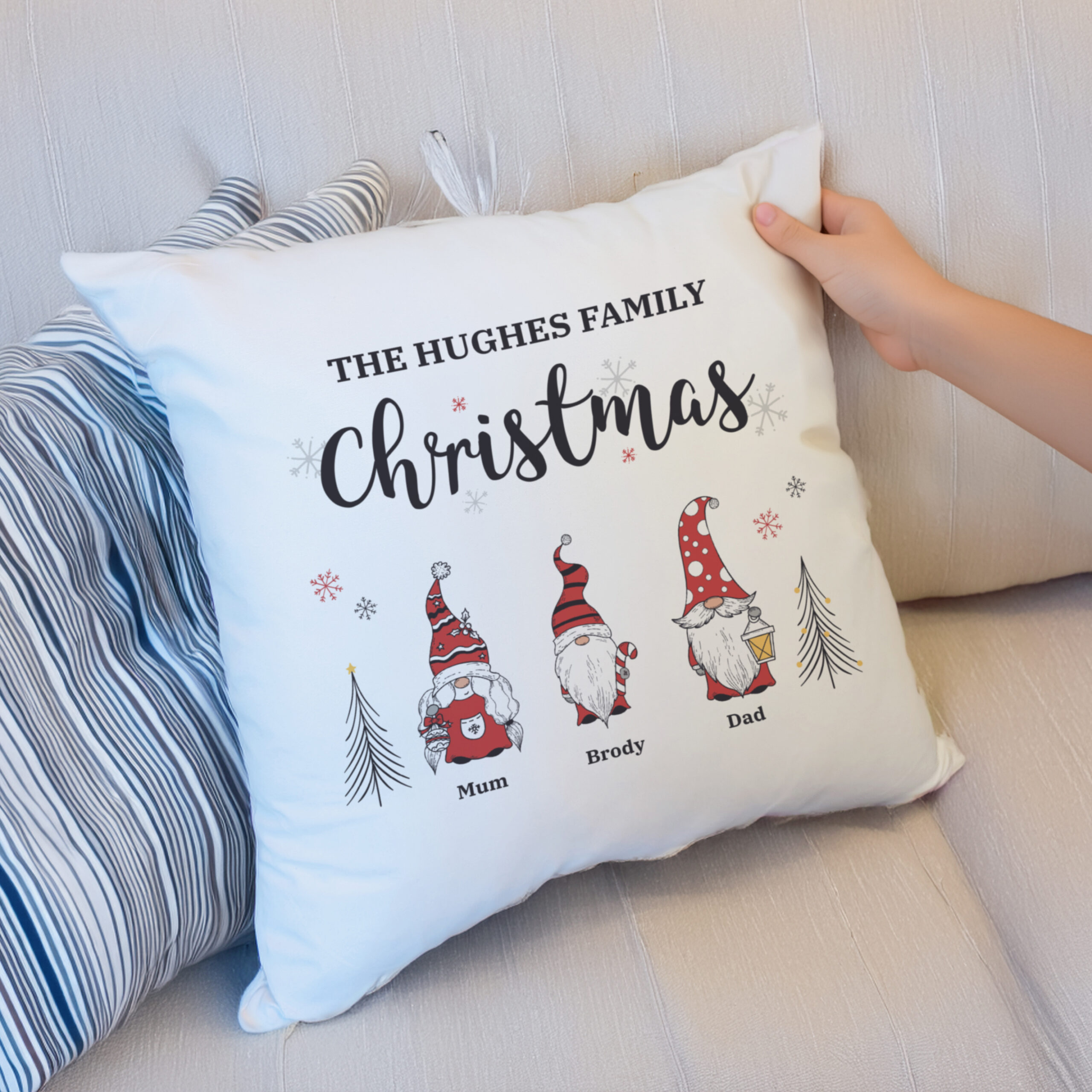 Personalised Gonk Family Christmas Cushion - Image 2
