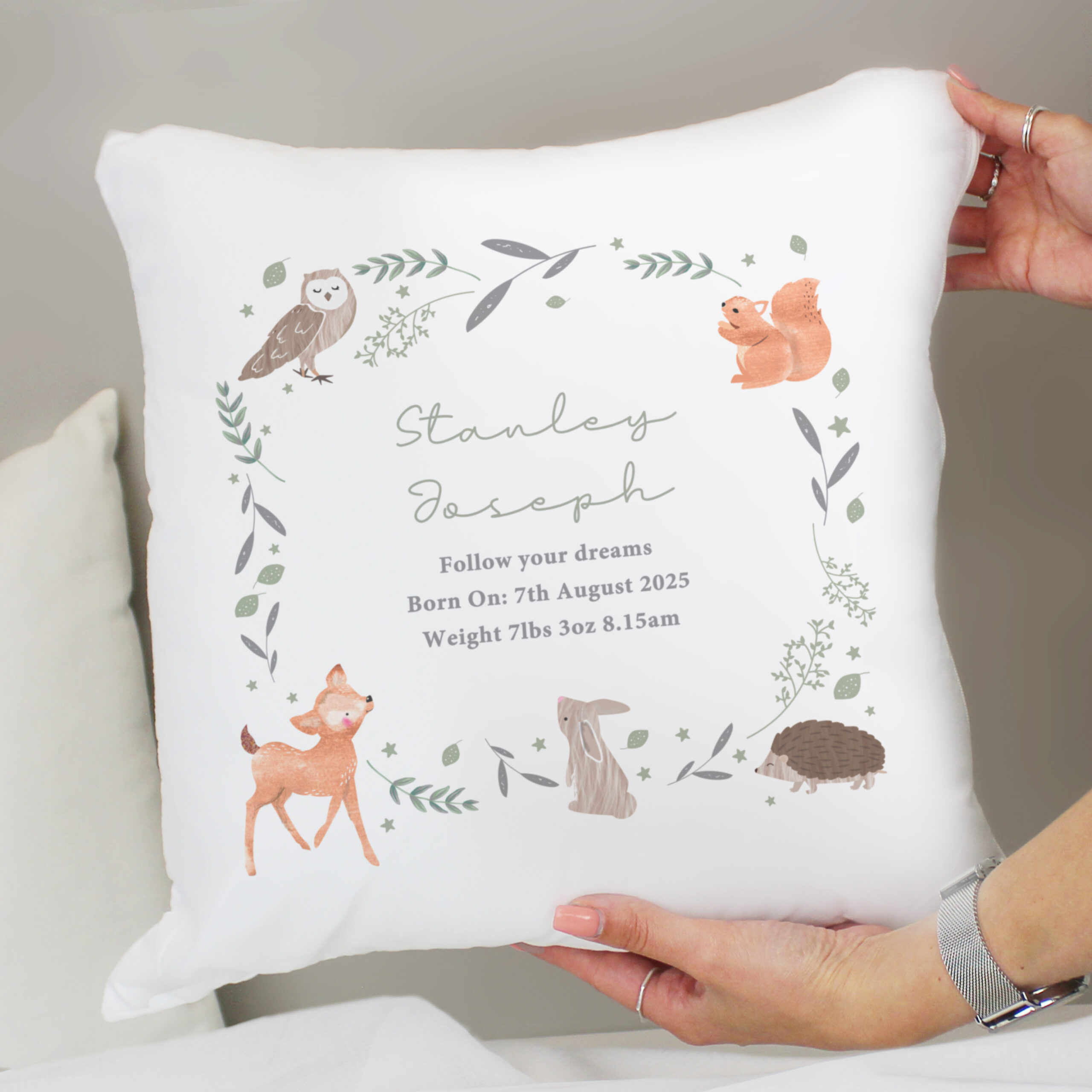 Personalised Woodland Animals Cushion - Image 5