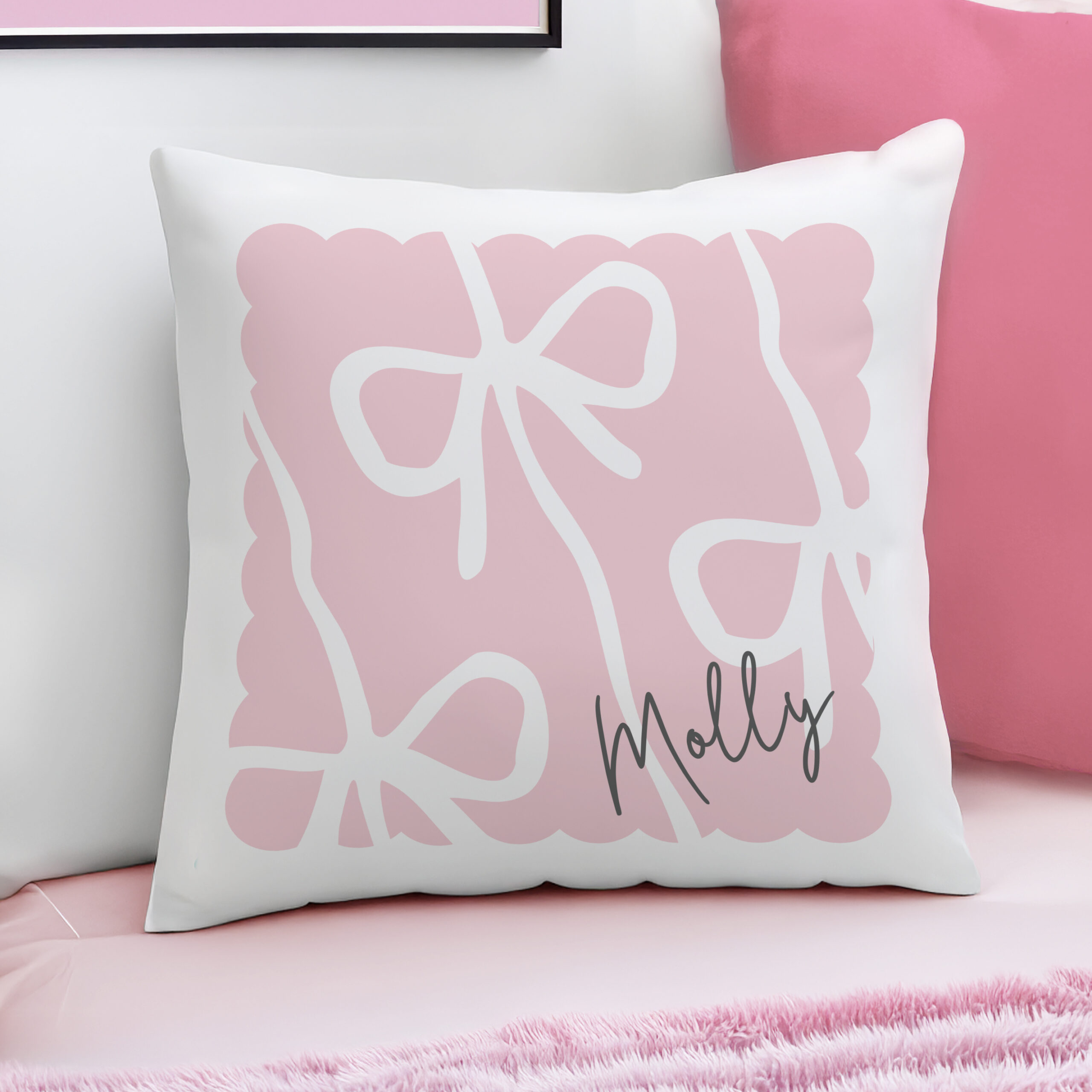 Personalised Pink Bow Cushion - Image 4