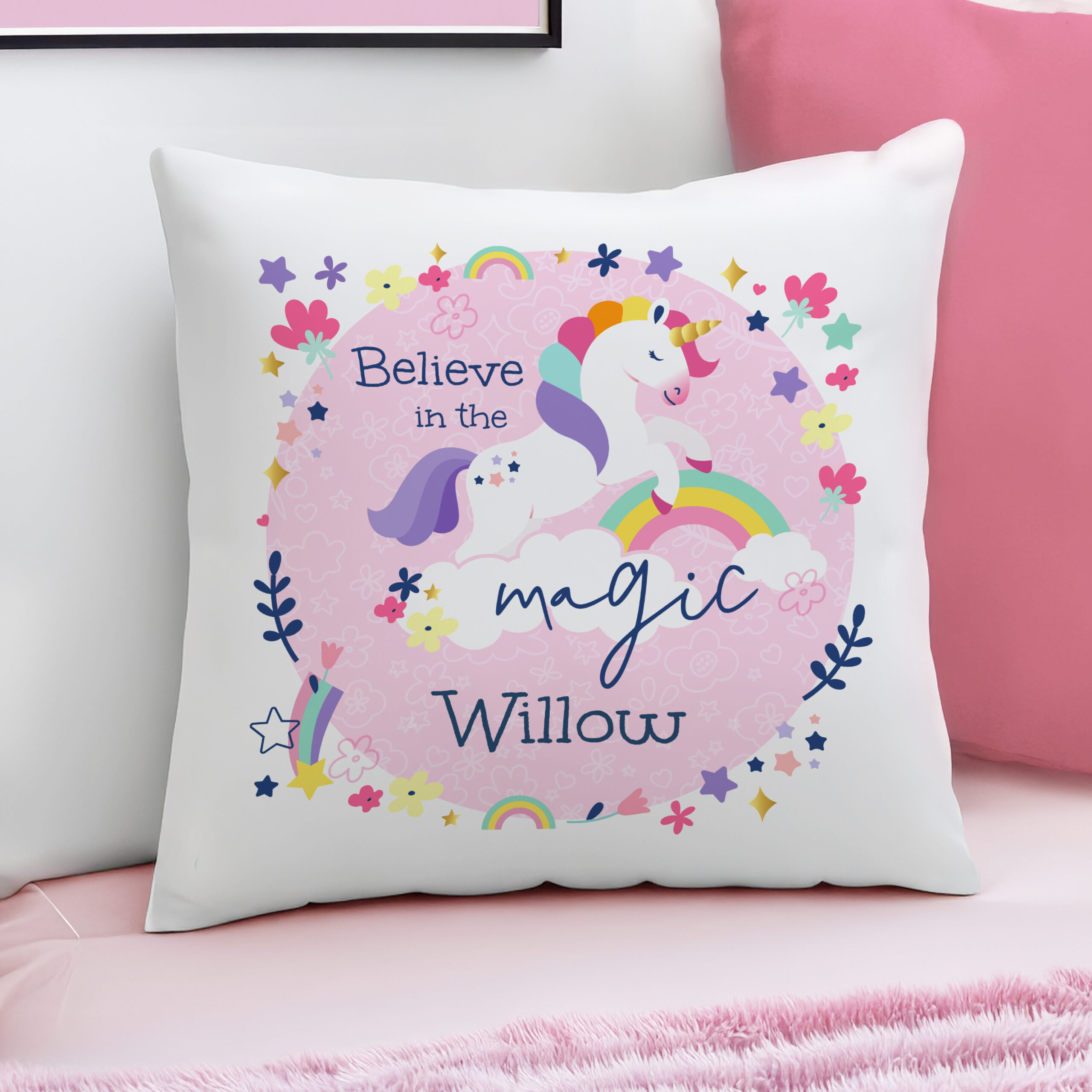 Personalised Pink Unicorn Cushion - Image 3