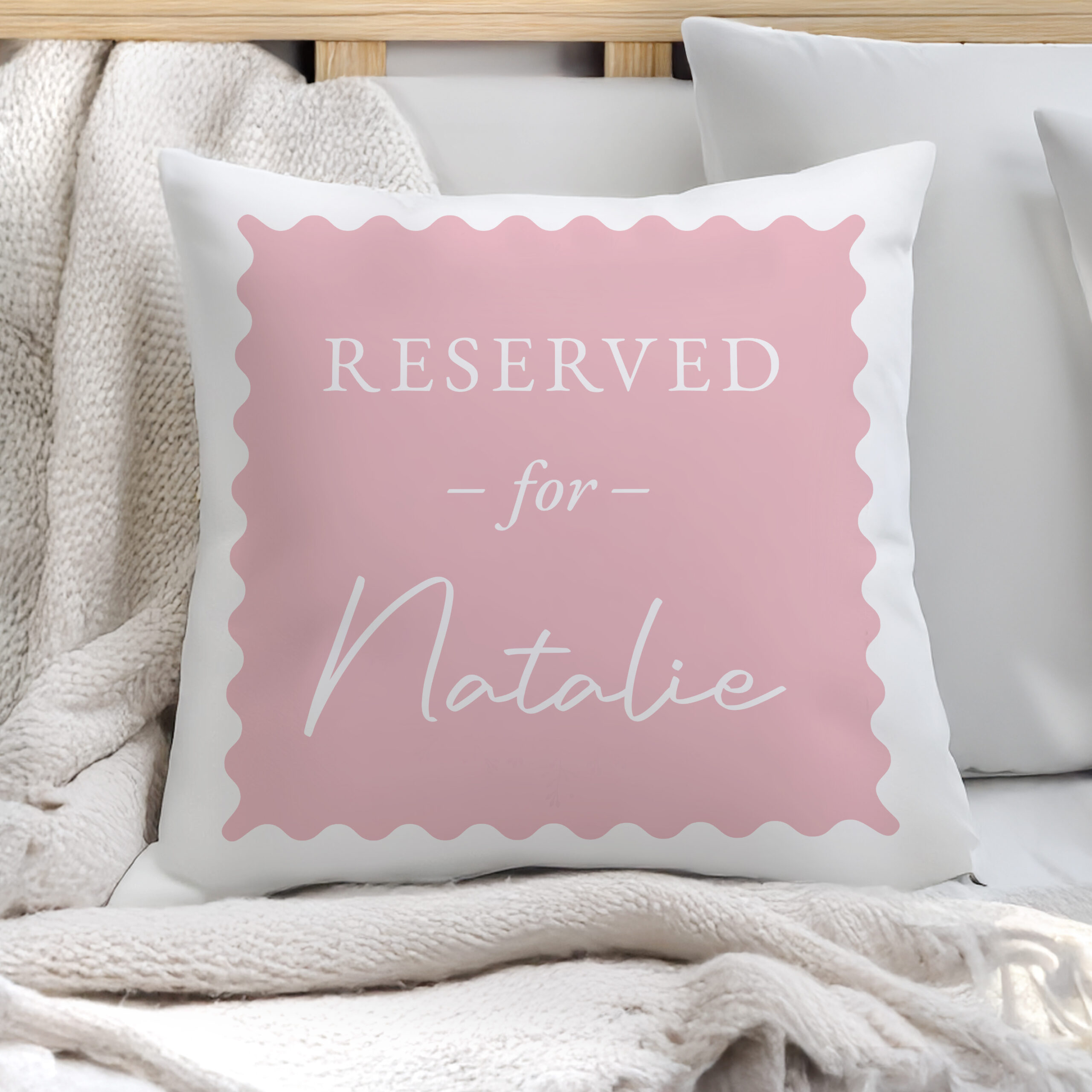 Personalised Pink Reserved For Cushion - Image 3