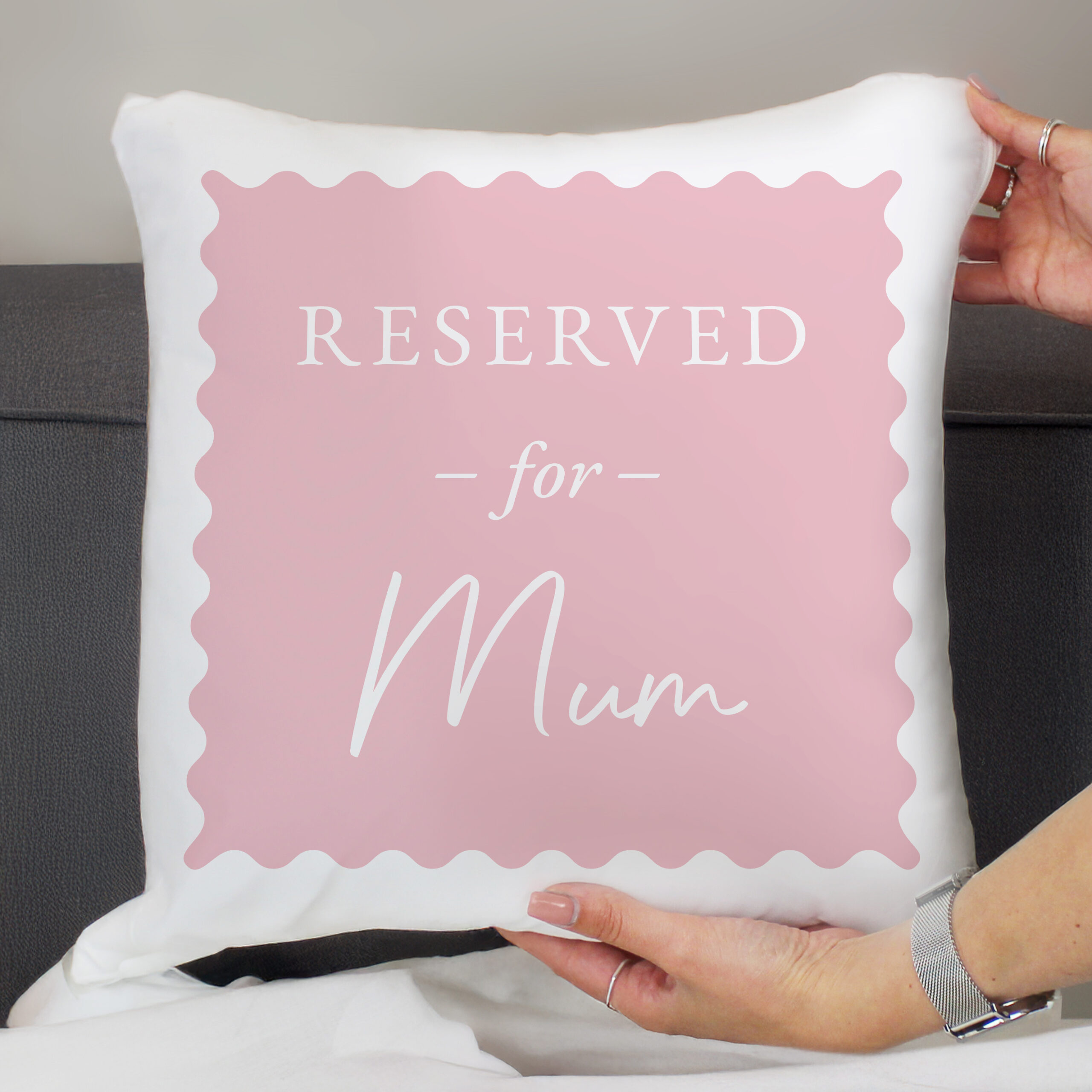 Personalised Pink Reserved For Cushion - Image 4