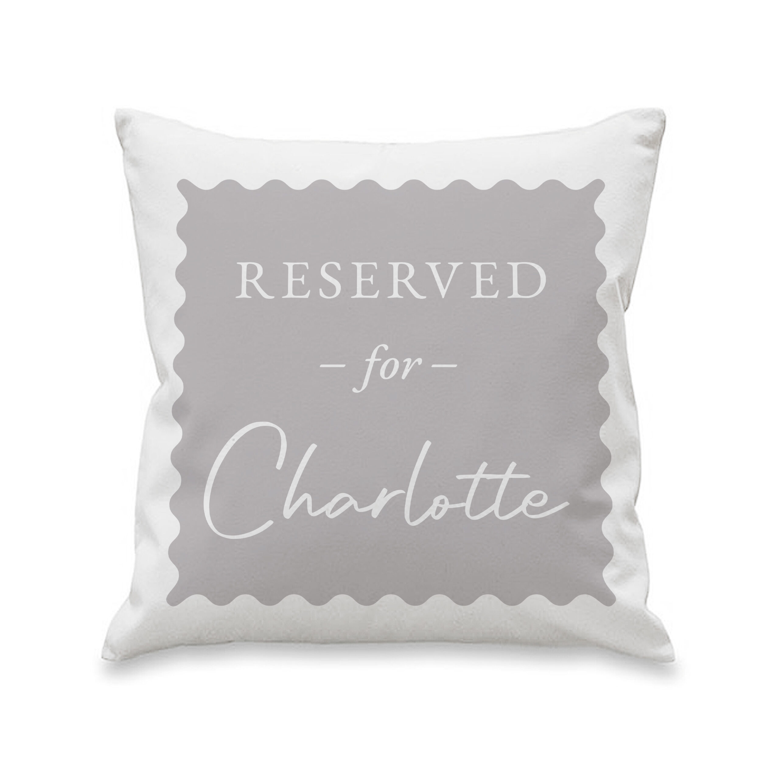 Personalised Grey Reserved For Cushion - Image 3