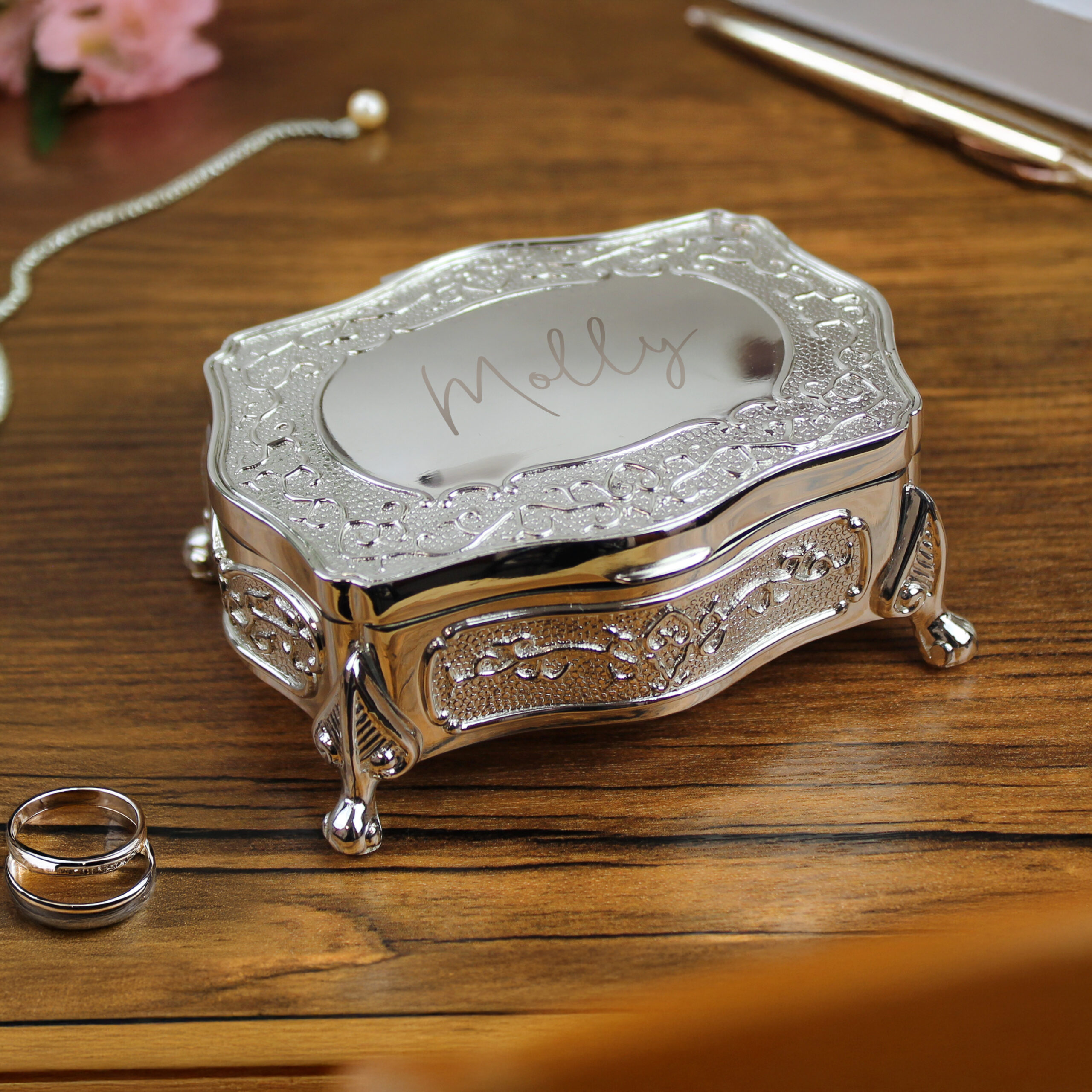Personalised Small Silver Plated Jewellery Box - Image 3