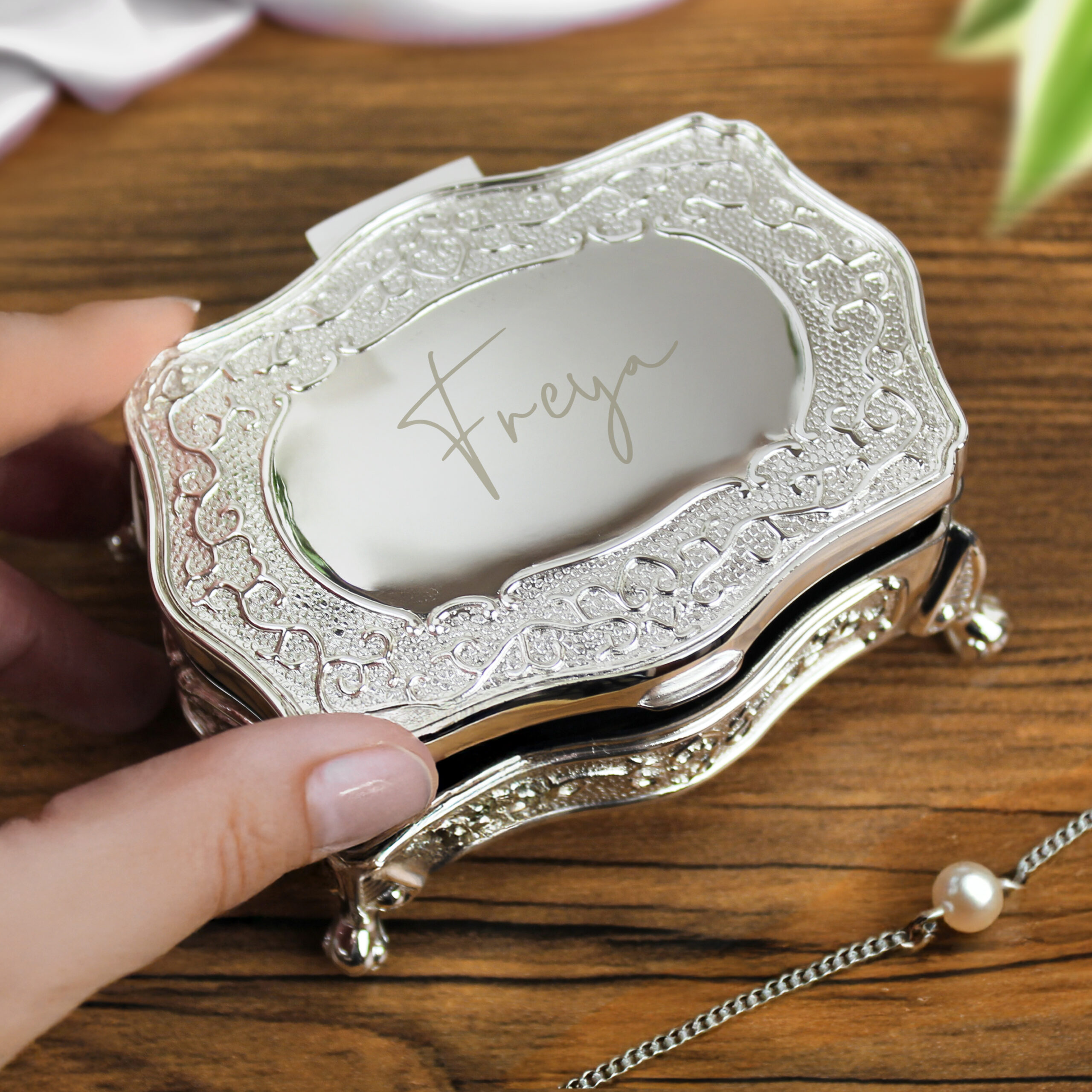 Personalised Small Silver Plated Jewellery Box - Image 6