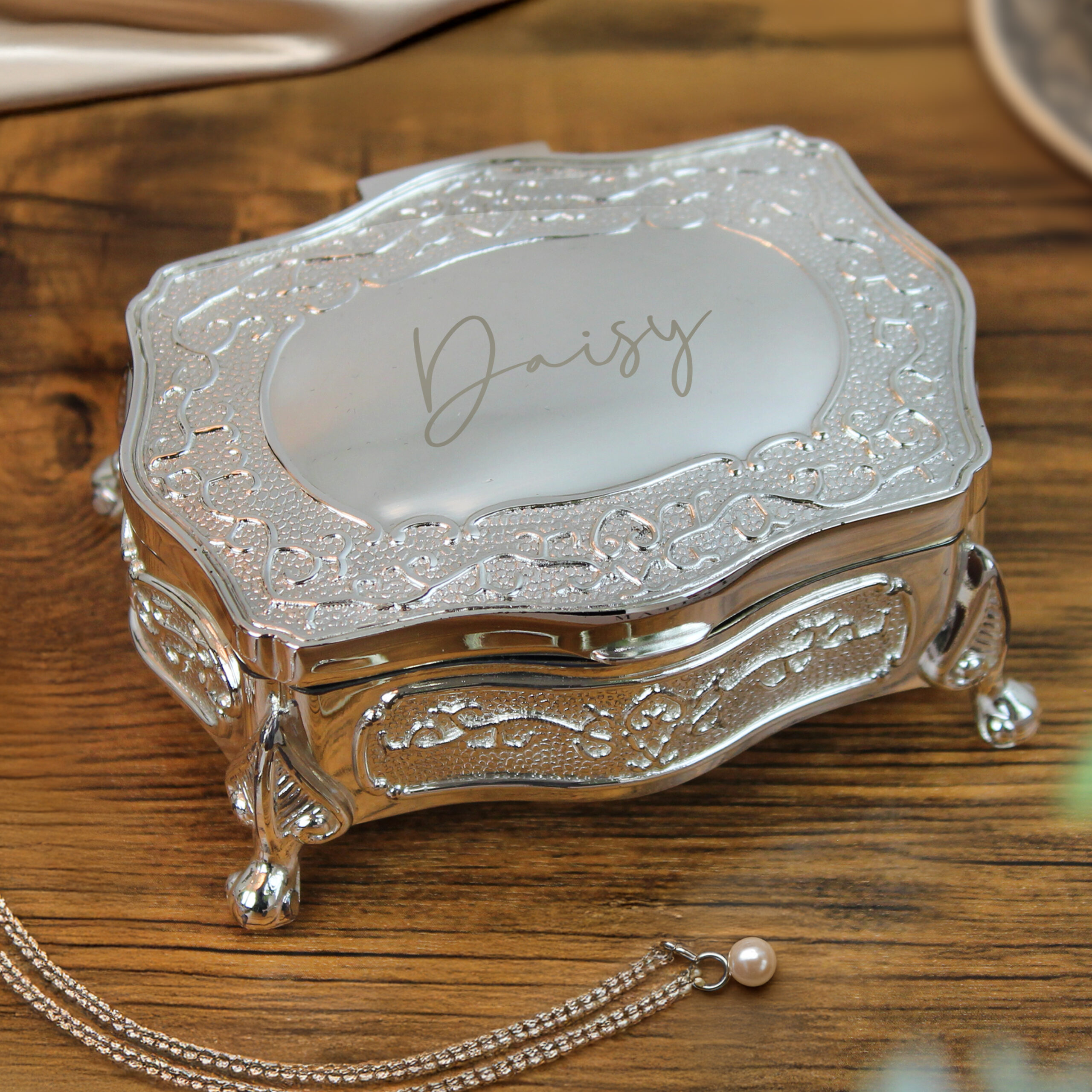 Personalised Small Silver Plated Jewellery Box - Image 2
