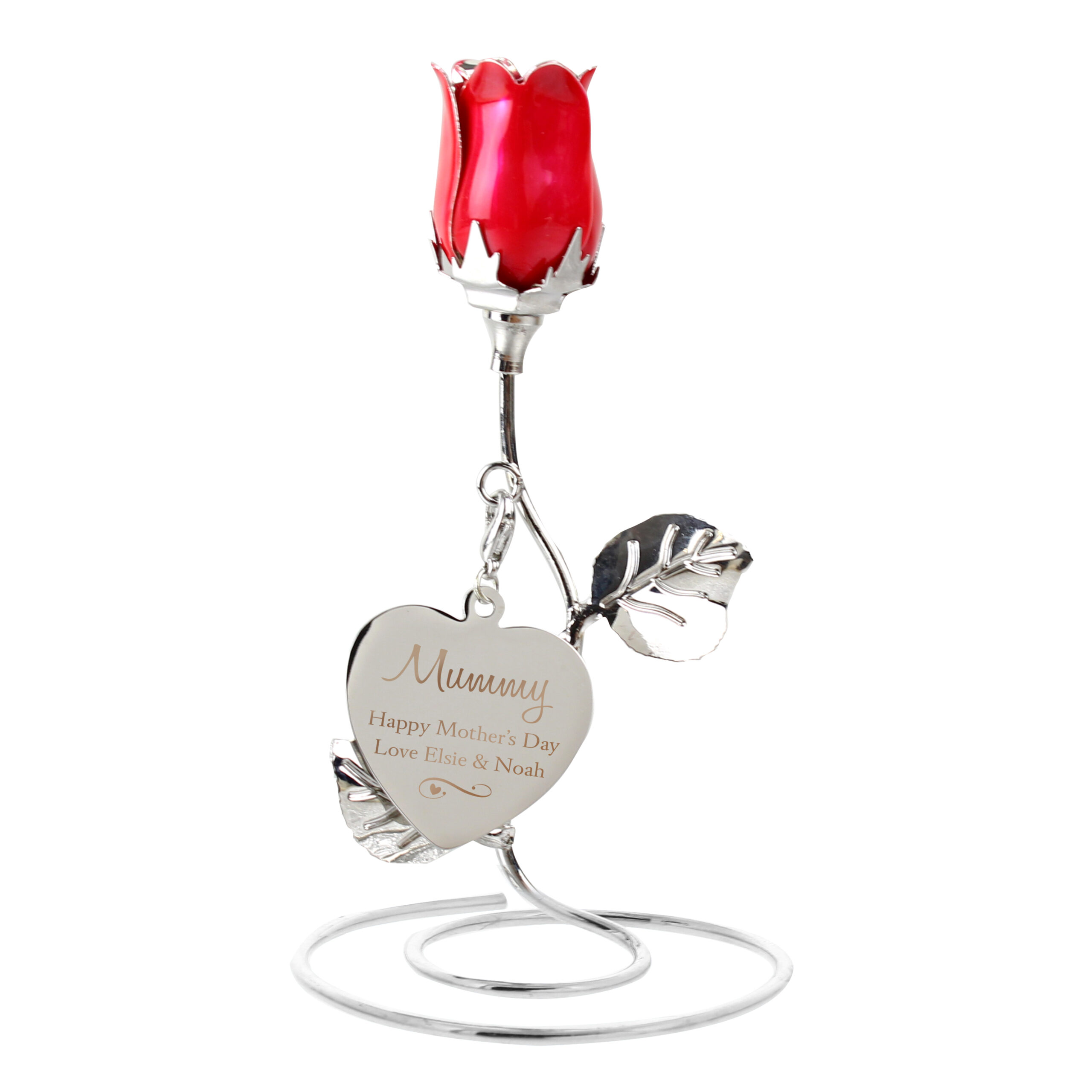 Personalised Swirls & Hearts Red Rose Bud Ornament - Image 5