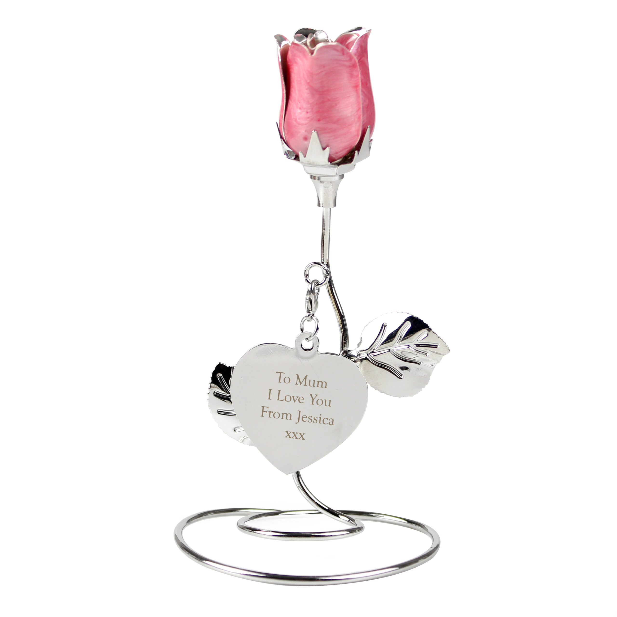 Personalised Free Text Pink Rose Bud Ornament - Image 6