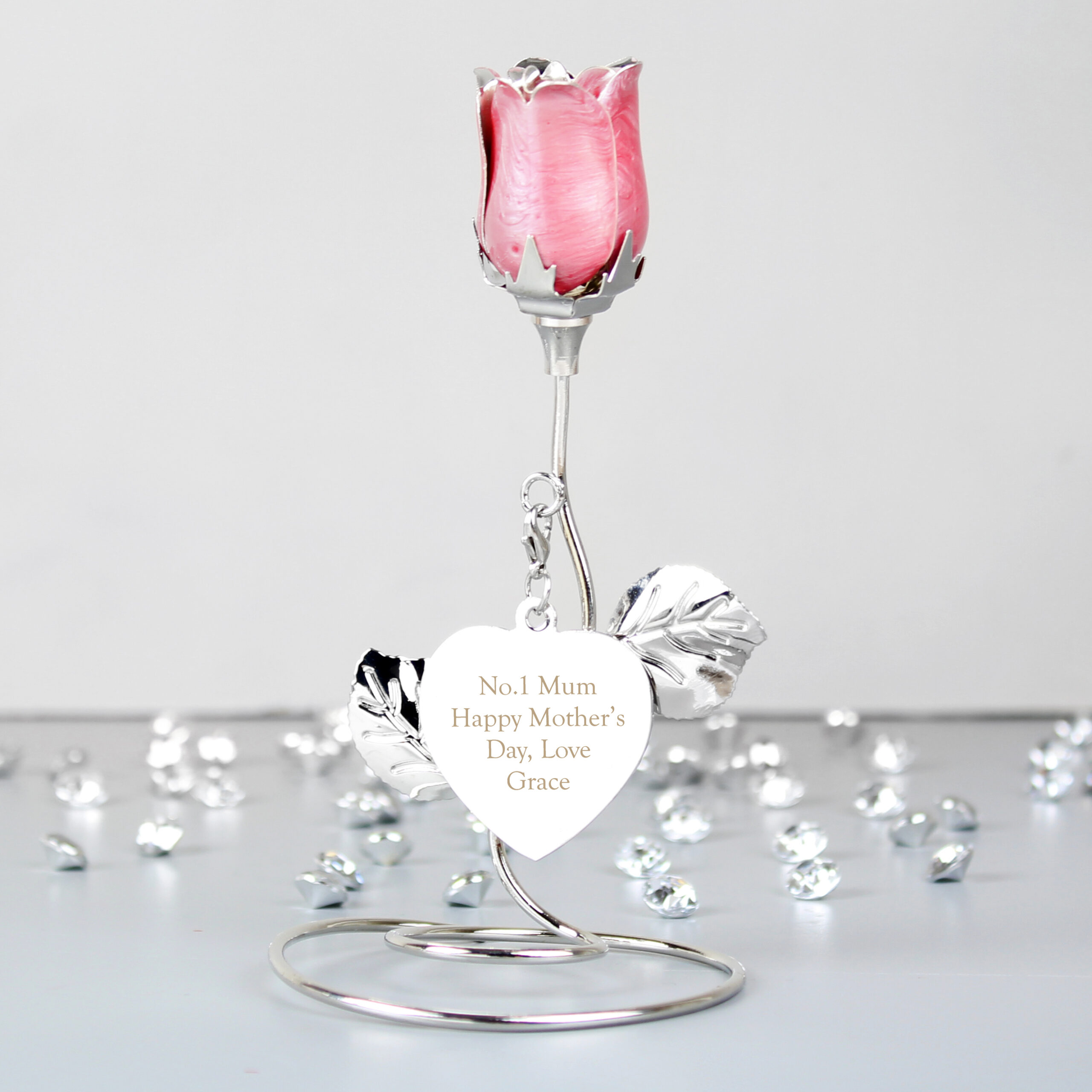 Personalised Free Text Pink Rose Bud Ornament - Image 11