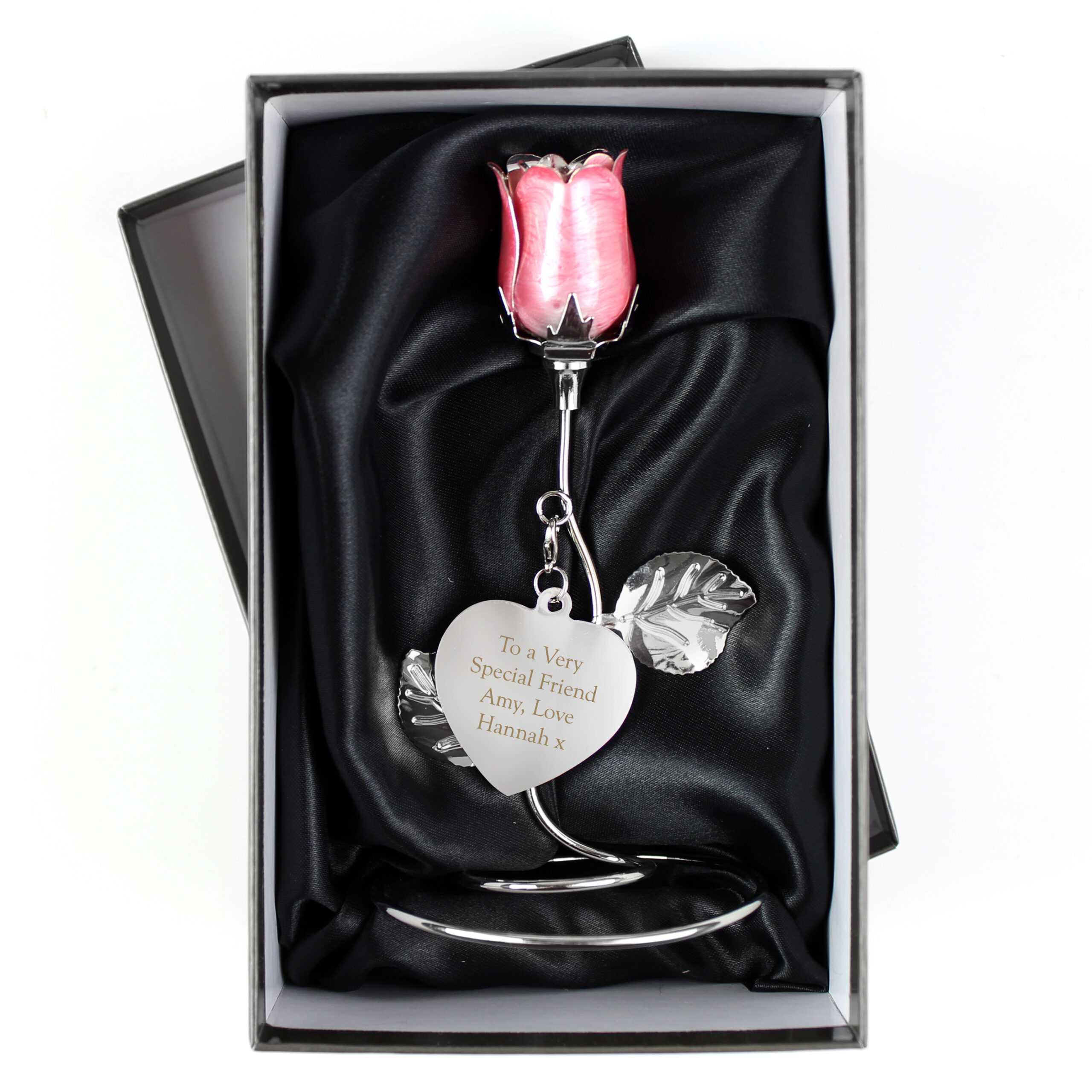 Personalised Free Text Pink Rose Bud Ornament - Image 4