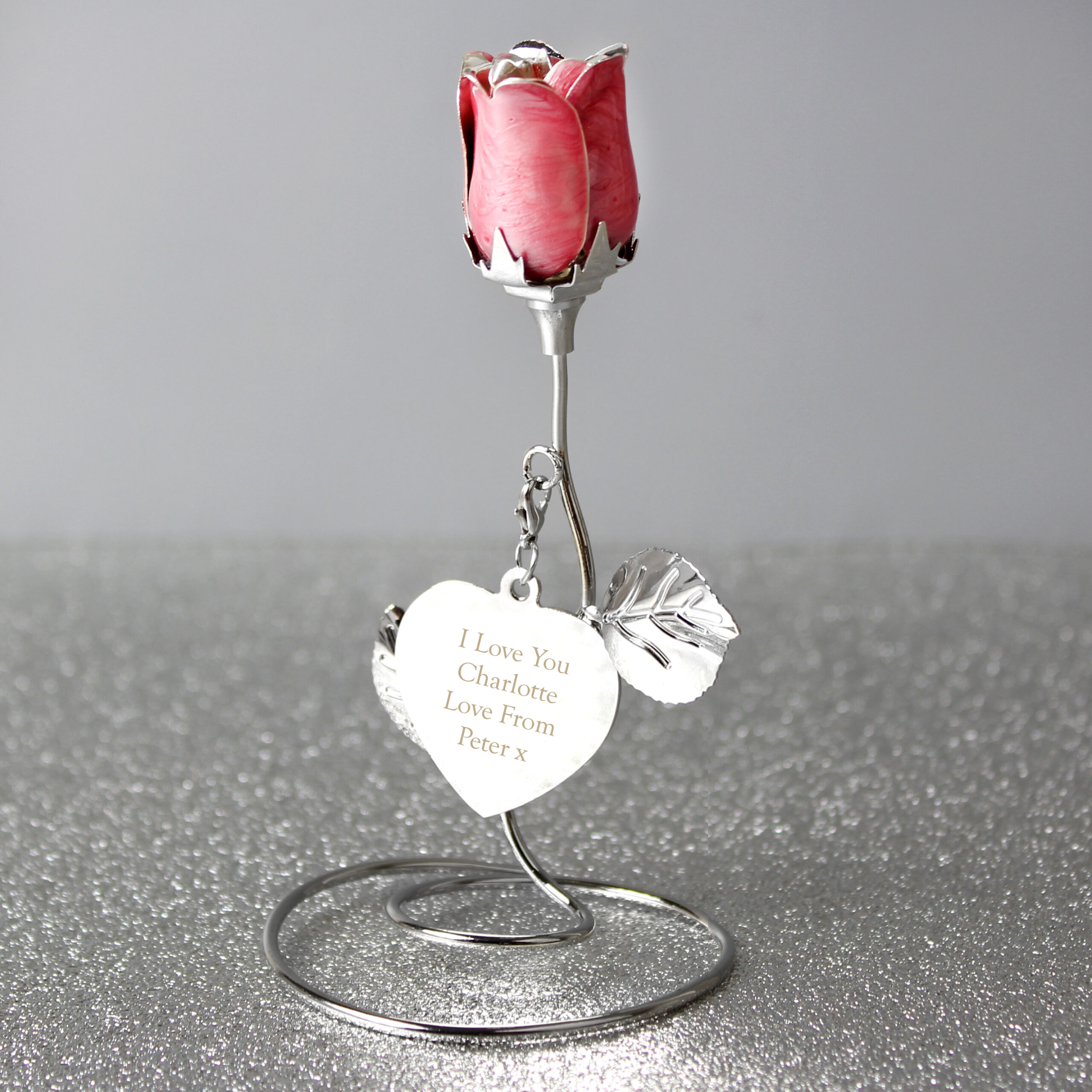 Personalised Free Text Pink Rose Bud Ornament - Image 10