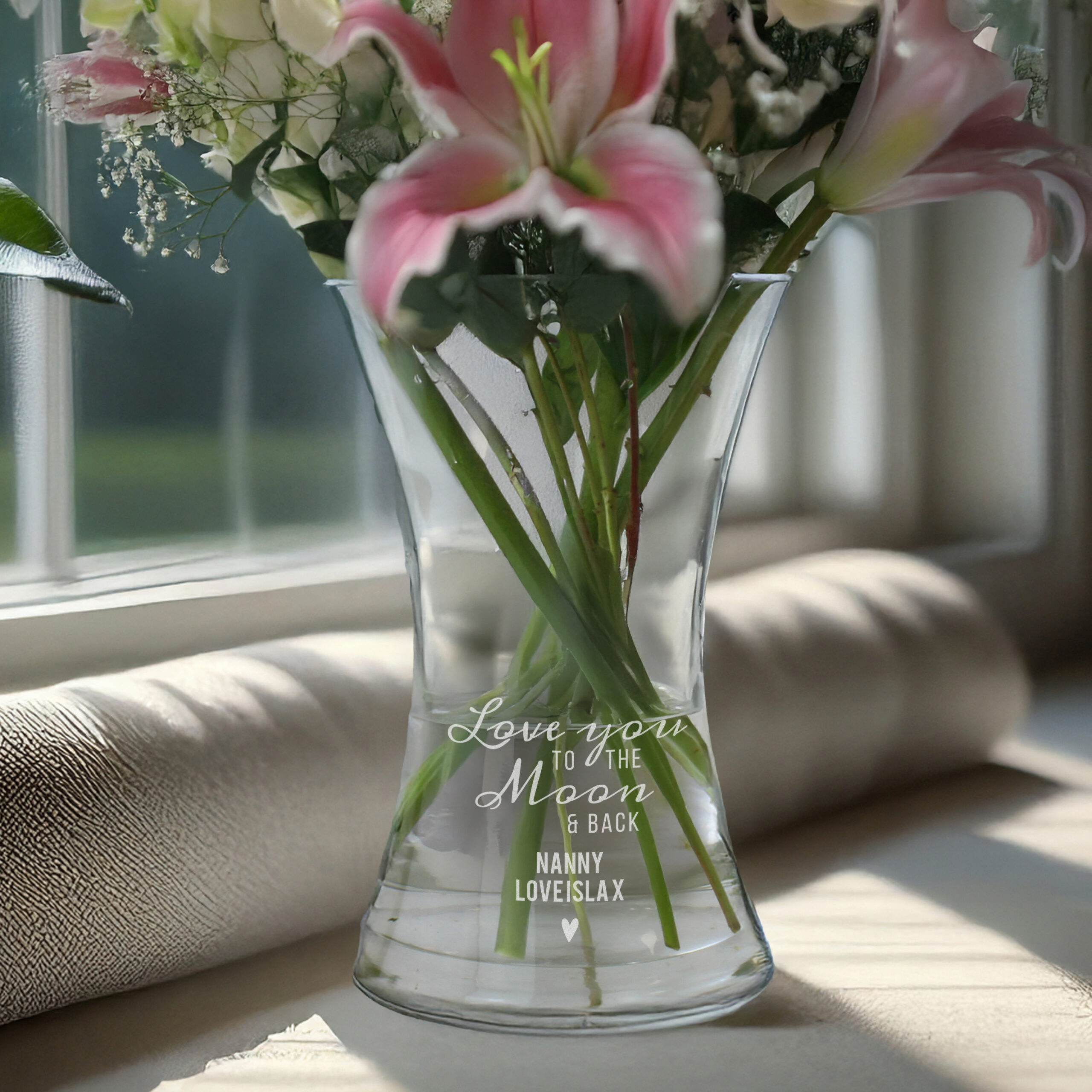 Personalised Love You To The Moon and Back Glass Vase - Image 2