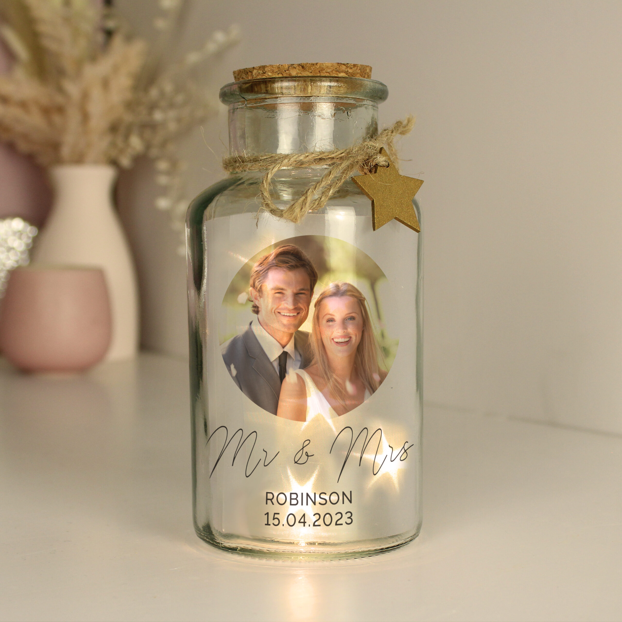 Personalised Photo Upload LED Glass Jar - Image 3