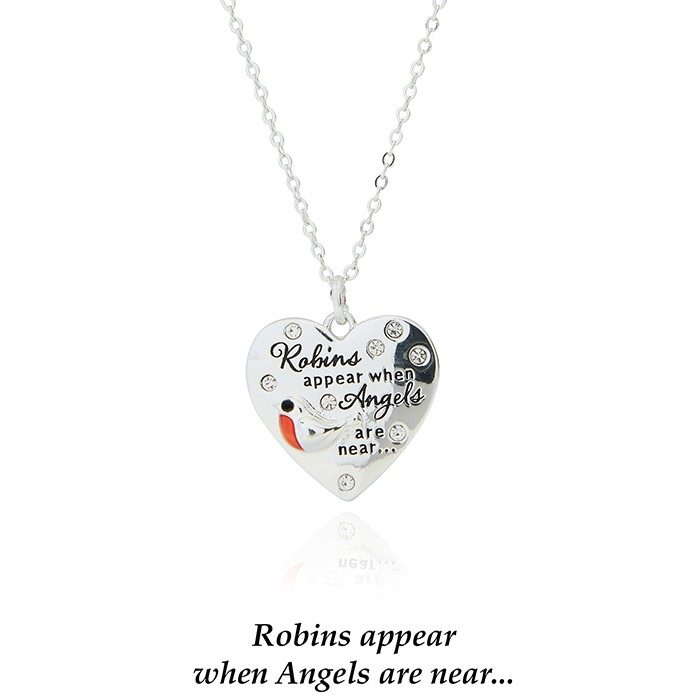Equilibrium Robin Heart Necklace – Robins Appear When Angels Are Near