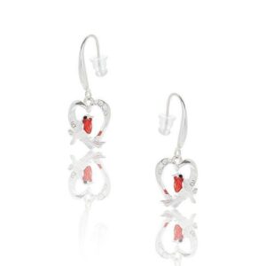 Equilibrium Robin Heart Silver Plated Drop Earrings