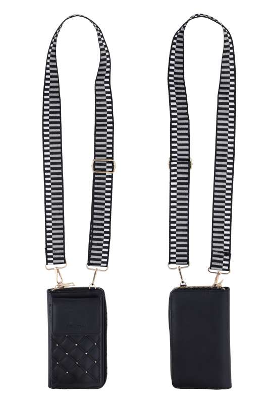 Quilted Mobile Phone Bag Black - Image 2