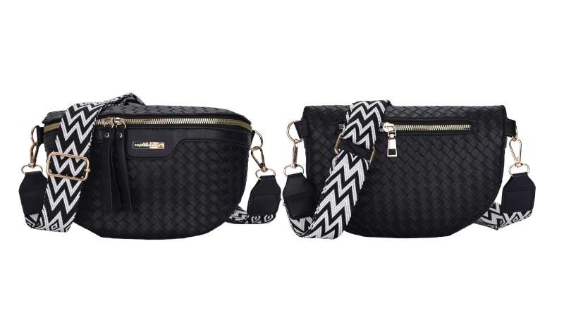 Cross Body Woven Look Bum Bag Black - Image 2