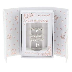 Gift Set of 3 Silver Plated Stackable Rings Hearts