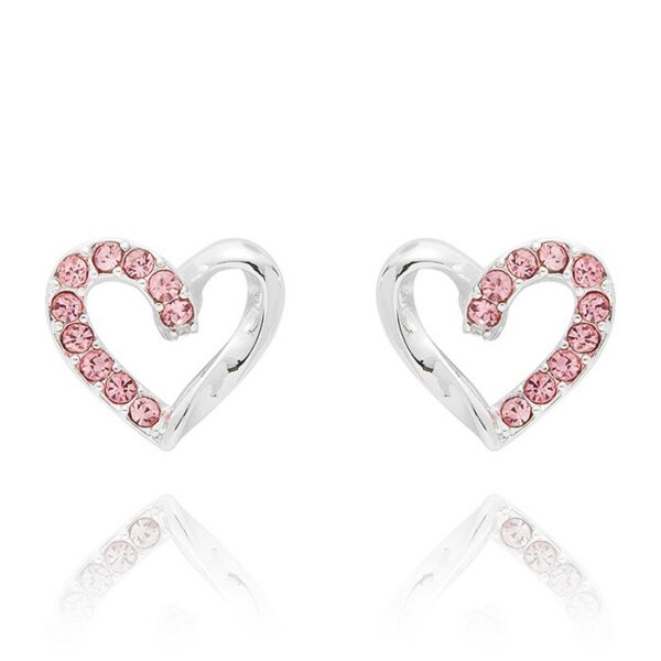 Girls Pretty Sparkle Heart Silver Plated Earrings - Image 2
