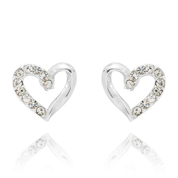 Girls Pretty Sparkle Heart Silver Plated Earrings - Image 3