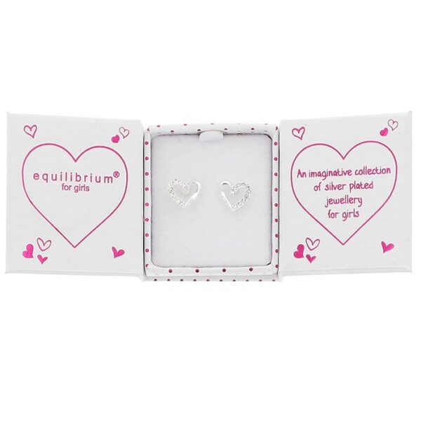 Girls Pretty Sparkle Heart Silver Plated Earrings - Image 5