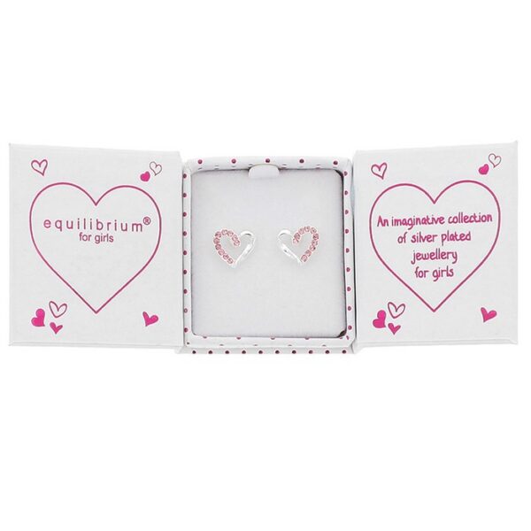 Girls Pretty Sparkle Heart Silver Plated Earrings - Image 6