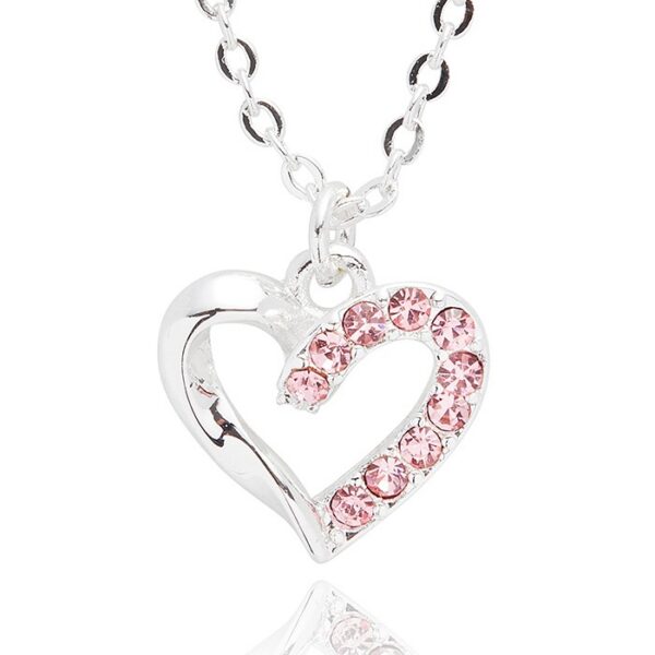 Girls Pretty Sparkle Heart Silver Plated Necklace - Image 2