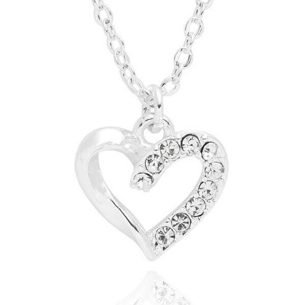 Girls Pretty Sparkle Heart Silver Plated Necklace - Image 3