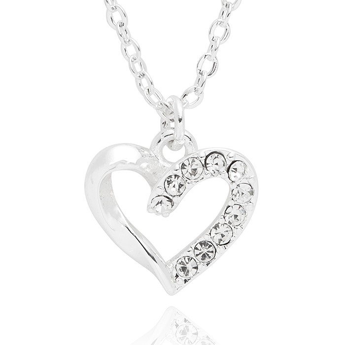 Girls Pretty Sparkle Heart Silver Plated Necklace - Image 3