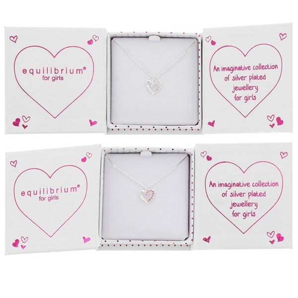 Girls Pretty Sparkle Heart Silver Plated Necklace - Image 4