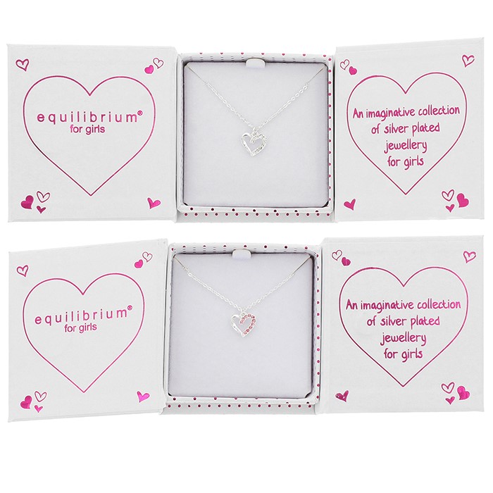 Girls Pretty Sparkle Heart Silver Plated Necklace - Image 4