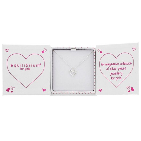 Girls Pretty Sparkle Heart Silver Plated Necklace - Image 5